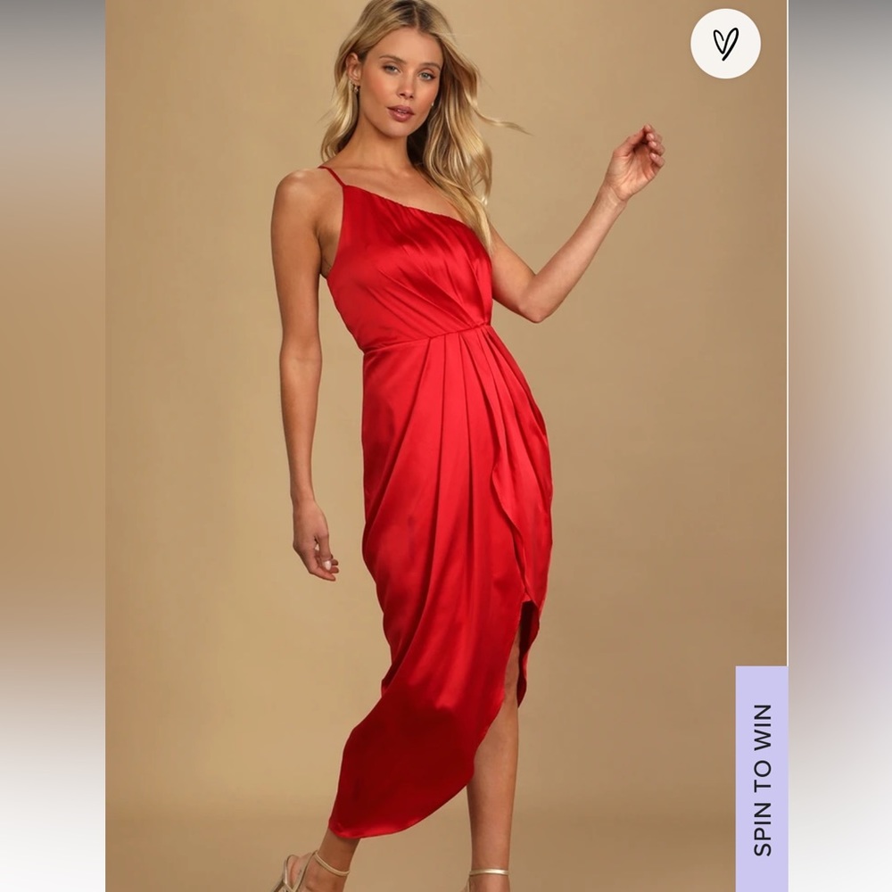 Red Satin one shoulder